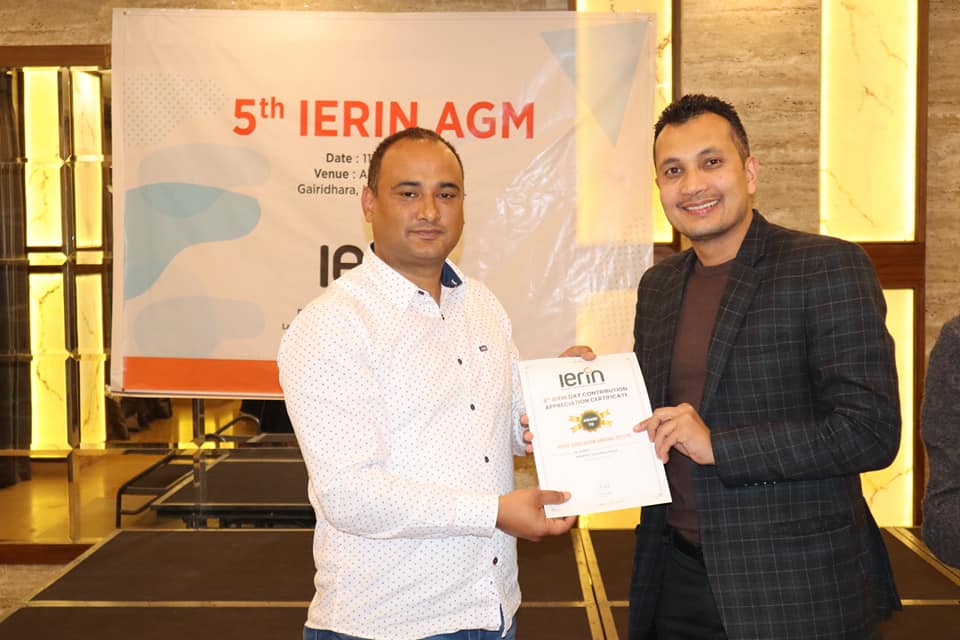 Ierin-Certificate Distribution by president Mr. Kumar Karki