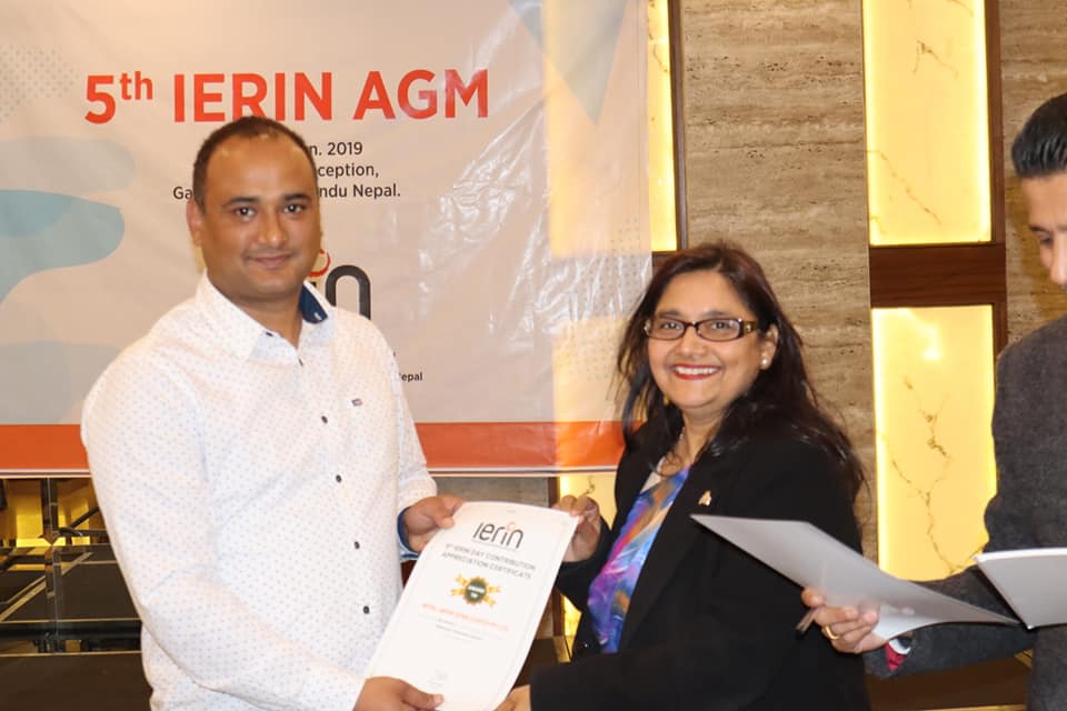 Ierin-Certificate Distribution by president Mr. Kumar Karki