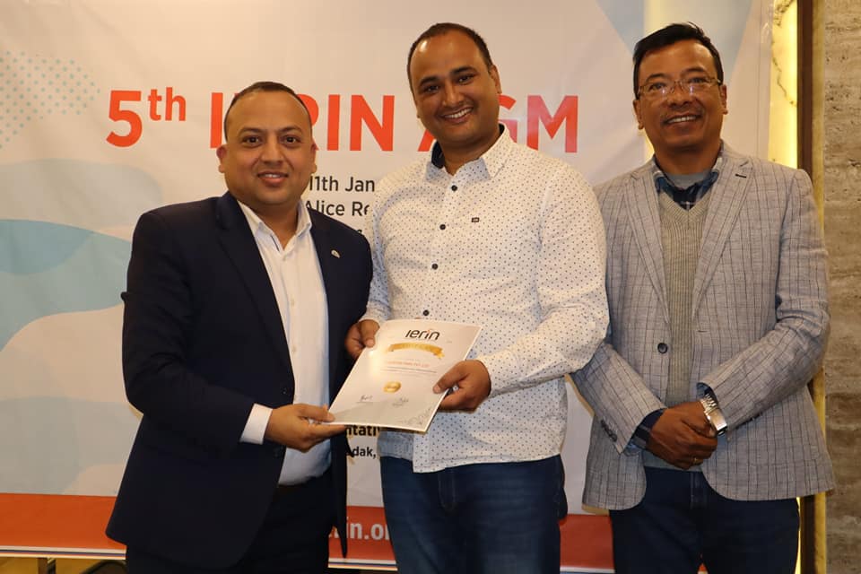 Ierin-Certificate Distribution by president Mr. Kumar Karki